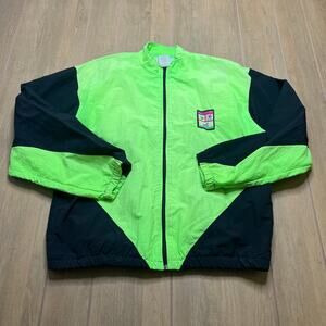 Vintage Nike Tri-Fit Neon Green Black Track Jacket 90s Full Zip Mens Small baggy